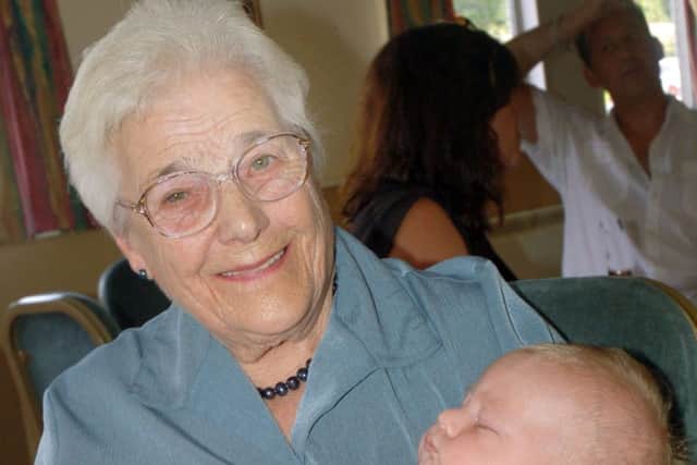 Eldest family member great grandmother Peggy Girdlestone with the youngest, 12-week-old Reuben Kmieciak-Thorpe PHOTO: Tim Williams