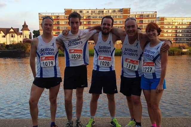 Stilton Striders line up at the Nottingham Embankment EMN-160726-125802002