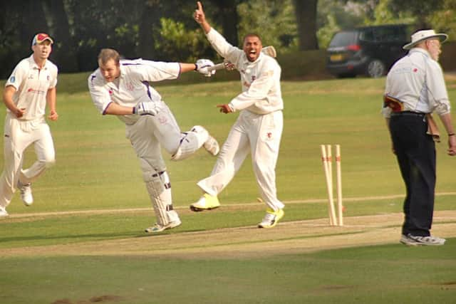 Man-of-the-match Chris Waldron narrowly escapes a run-out by Kamal Panchal EMN-160726-185338002