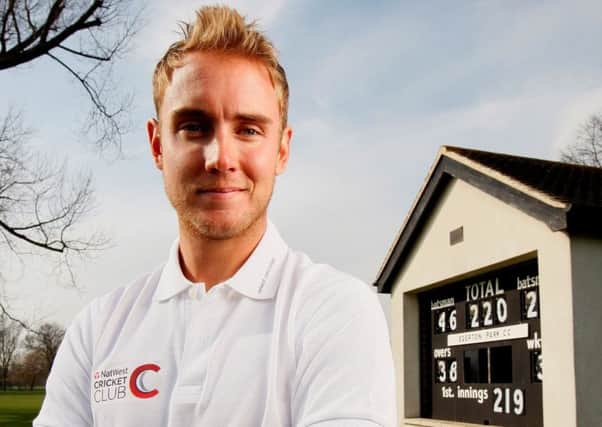 Stuart Broad on his old stomping ground at Egerton Park in 2013 EMN-160908-140426001