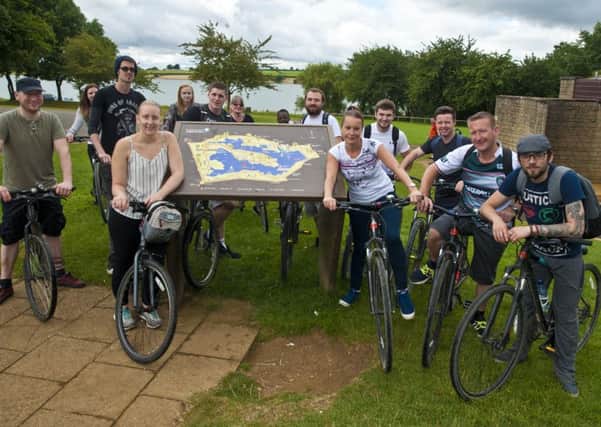 Members of staff at Melton's Kettleby Cross Wetherspoons pub who have raised Â£410 for CLIC Sargent by cycling 23 miles around Rutland Water 
PHOTO: Supplied