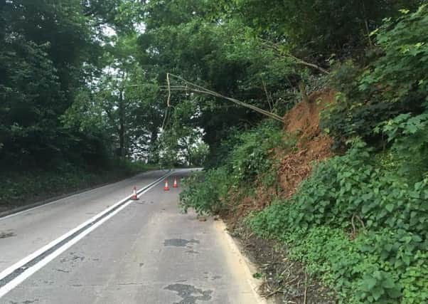 The A606 at Broughton Hill is still closed to northbound traffic since the landslip on June 22 EMN-161108-113941001
