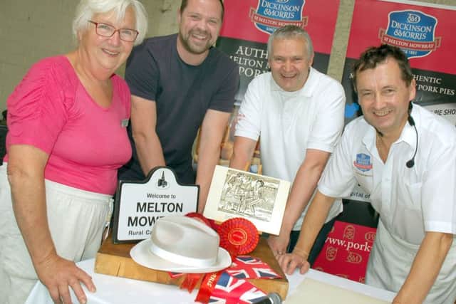 The pie panel of Linda Robinson (Leics and Rutland Country Markets), Neil Broomfield (Great North Pie Company), Julian Carter (Hambleton Bakery) and Stephen Hallam (Dickinson & Morris) get ready to answer questions at the pie theatre EMN-160815-093717001