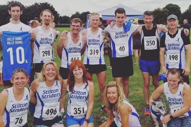 The Stilton Striders squad who tackled the tough Hermitage Harriers race EMN-160818-120703002