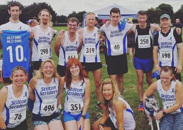 The Stilton Striders squad who tackled the tough Hermitage Harriers race EMN-160818-120703002