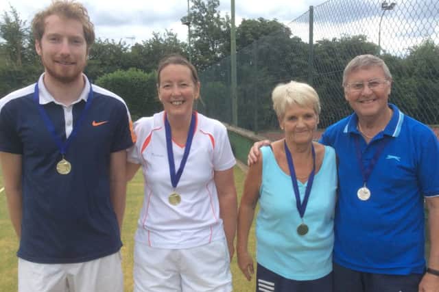Mixed handicap winners Joe Jackson and Jan Brookes with finalists Keith Galloway and Di Green EMN-160829-123507002