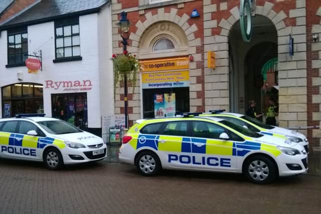 Police outside the Bell Centre shopping centre this morning (Monday, September 5) EMN-160509-103503001