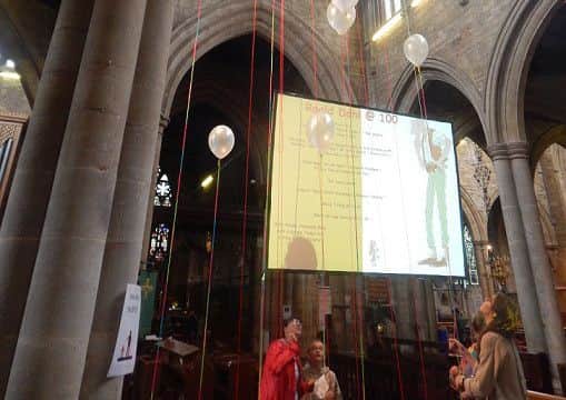 Those who attended the activities morning released helium balloons, attached to a piece of string, to the height they thought the Big Friendly Giant was EMN-161209-121717001