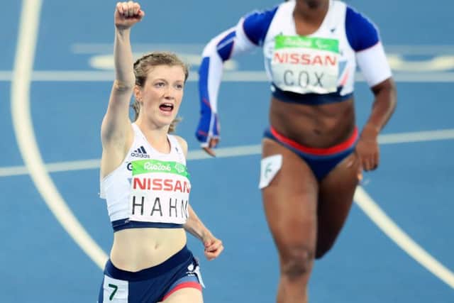 Sophie Hahn celebrates Paralympic gold in the Women's 100m - T38 final in Rio de Janeiro, Brazil PICTURE: Adam Davy/PA EMN-160914-093805002