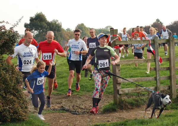 Runners and walkers head off into the countryside from the start at Vine Farm in last year's Great Dalby Dollop EMN-160925-130303001