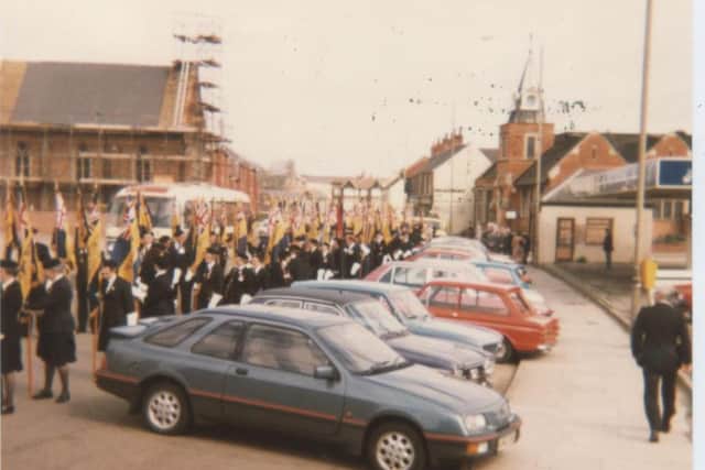 A parade of more than 40 standards from all over the county marched through Melton on October 20, 1974 on their way to St Mary's Church for a service of dedication after two new standards were presented to the Melton RBL branch EMN-160925-172051001