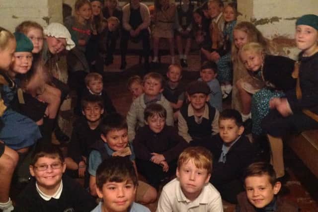 Swallowdale pupils in an air-raid shelter at Beaumanor Hall PHOTO: Supplied