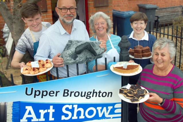 Theo Wilson, sculptor John Nicholls, Dorothy Chahal, Sue Dickens and Christine Wilson at the show PHOTO: Tim Williams EMN-150110-152414001