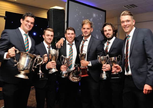 Freckingham (third from right) picked up the Players' Player of the Year, as voted for by his team-mates, shortly before leaving Grace Road . Picture: STEVE HODGKIN / Credit - CHADWICKS - EMN-160510-120358002