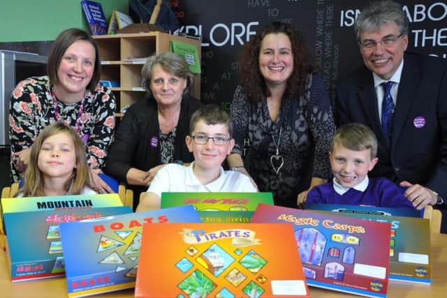 Sherard pupils with, from left  Melton Foods volunteers Hayley Staff and Sue Spreckley, Sherards Helena Blumfield and Samworth Brothers Alex Knight