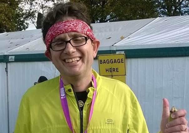 Dave Kitching tired, but elated after completing the Leicester Marathon PHOTO: Supplied