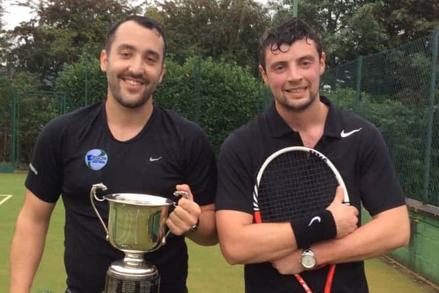 Men's winner Ben MacTaggart with finalist Luke Smith EMN-161024-180643002
