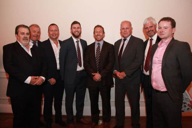 Leicestershire business people with Jonny Wilkinson at the charity dinner