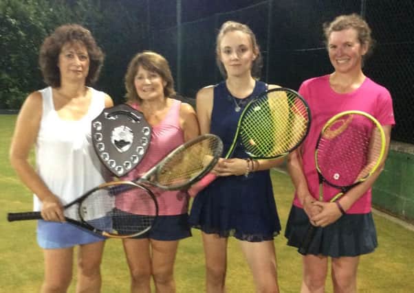 Ladies doubles finalists - Margaret Heggs, Margaret Shufflebotham, Jenny Golland and Emily Harrison, EMN-160111-122123002