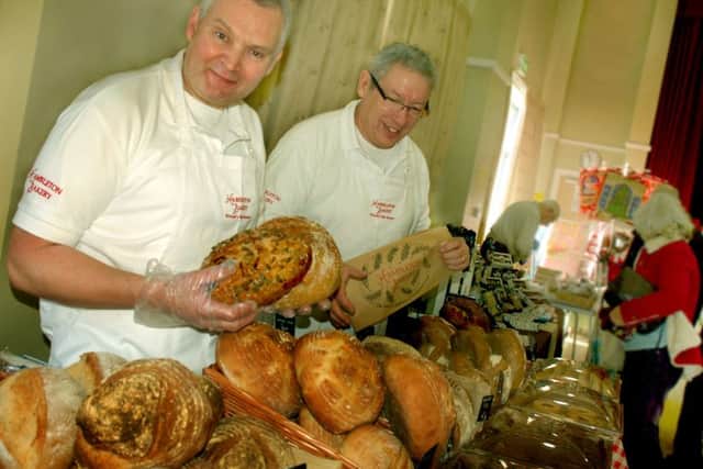 Hambleton Bakery head baker Julian Carter and collegue Rob Hill with speciality breads on offer PHOTO: Tim Williams