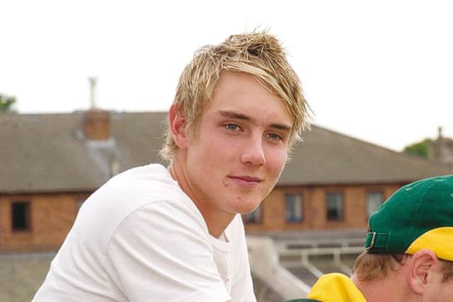 A young Stuart Broad in his Leicestershire days takes time out during a match at oakham School EMN-160911-162738002