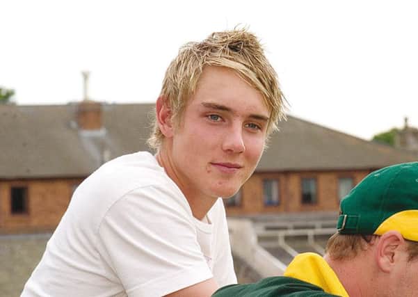 A young Stuart Broad in his Leicestershire days takes time out during a match at oakham School EMN-160911-162738002