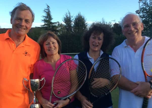Mixed veterans winners Doug Hacking and Margaret Heggs (left) with finalists Margaret Shufflebotham and Selwyn Carter EMN-161115-173806002