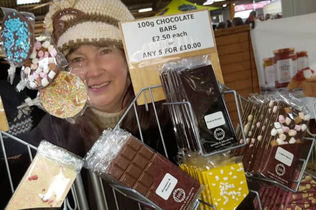 Janet Baddiley with all things chocolatety PHOTO: Tim Williams
