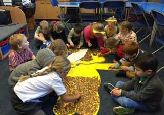 Buckminster Primary School council organised a cake sale and reception children put coppers on Pudsey PHOTO: Supplied