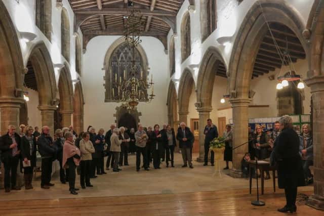 Villagers and church members gather at the opening ceremony for the renovated St Mary Magdalene Church at Waltham EMN-161129-093848001