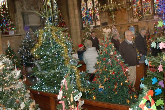 Christmas trees galore in St Mary's Church PHOTO: Tim Williams