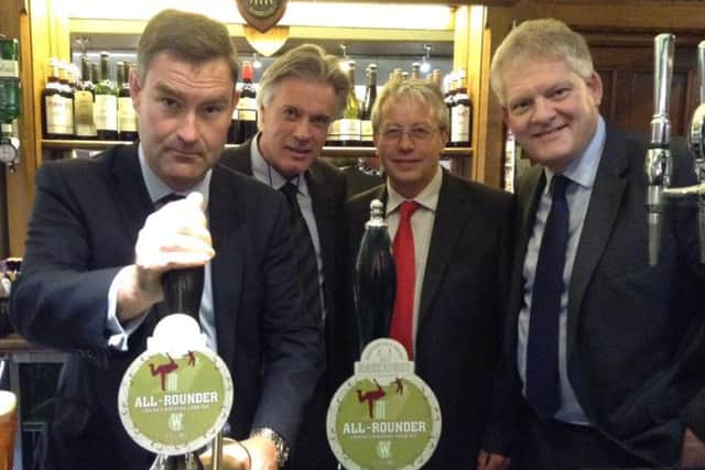 Haresfoot Brewery with their beer All Rounder in the Strangers' Bar at the House of Commons. PNL-151007-130409001