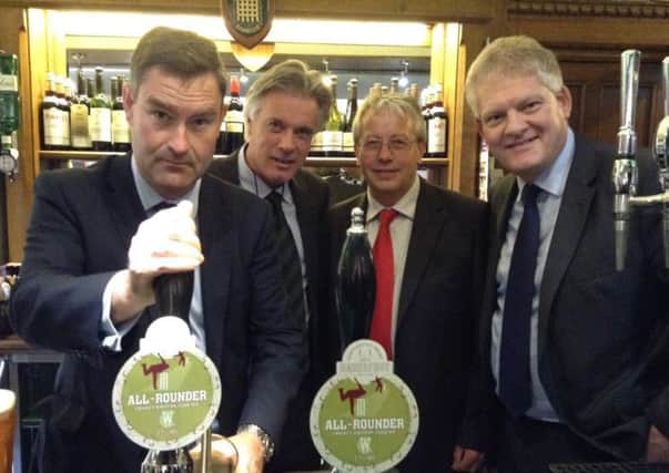 Haresfoot Brewery with their beer All Rounder in the Strangers' Bar at the House of Commons. PNL-151007-130409001
