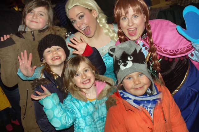 The Curtis and Clater children meet up with the singing princesses PHOTO: Tim Williams