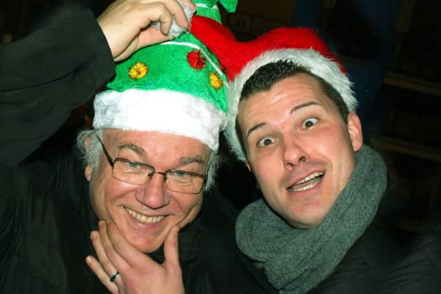 Two heads are better than one. 103 The Eye's Tredders and pantomime favourite Stuart Earp clowning around PHOTO: Tim Williams