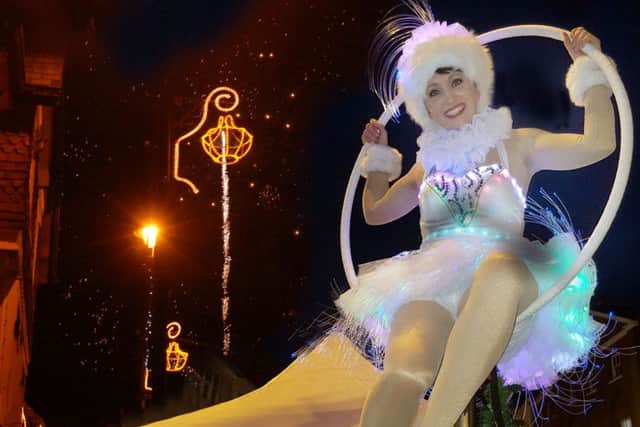 Michaela the Aerial Angel brightens up the night sky PHOTO: Tim Williams