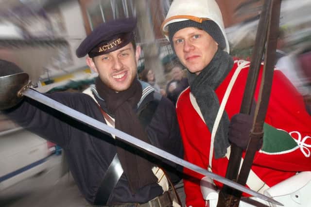 Historical re-enactors Jed Jaggard and Adam Cockerill dressed to impress PHOTO: Tim Williams
