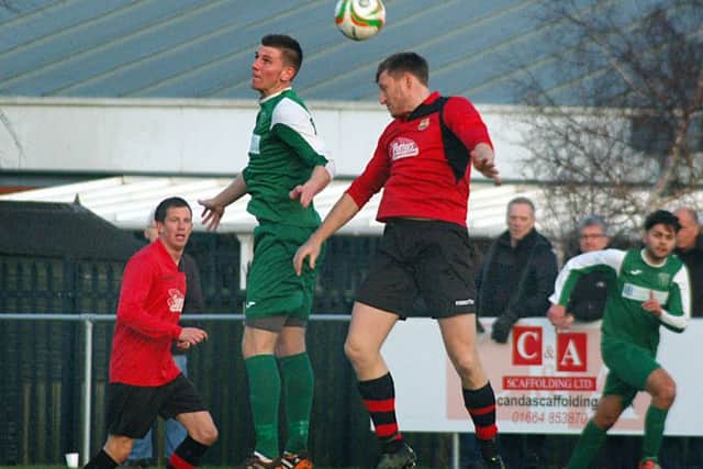 Kieran Clayton, who grabbed Melton's equaliser, goes aerial EMN-161221-090340002