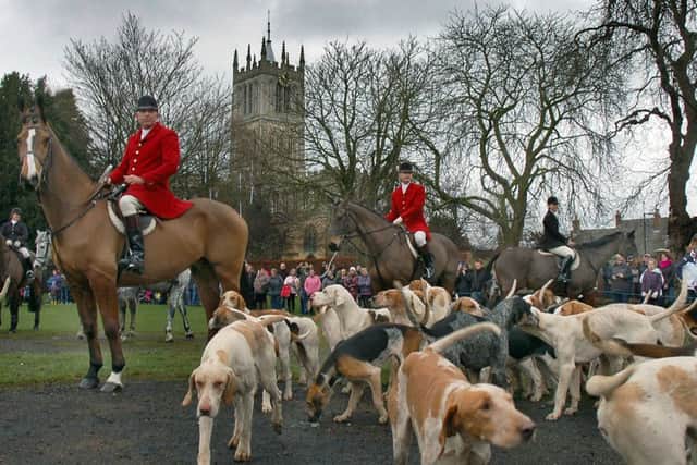 Quorn Hunt riders and hounds gather in front of Melton's St Mary's Church for last year's (2015) traditional New Year's Day meeting EMN-161219-123018001