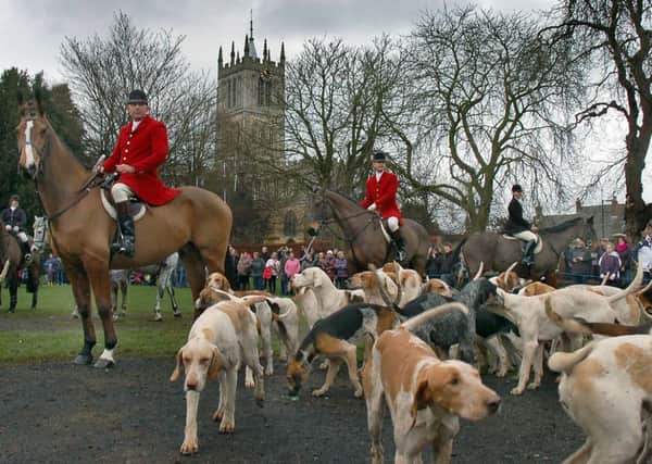 Quorn Hunt riders and hounds gather in front of Melton's St Mary's Church for last year's (2015) traditional New Year's Day meeting EMN-161219-123018001