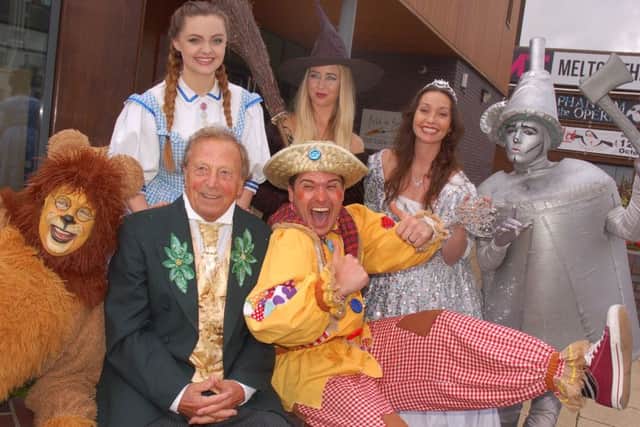 The Trio Entertainment cast of The Wizard of Oz pantomime. Stephen Hall, Bessie McMillan, Ken Farrington, Grace Adams-Short, Stuart Earp, Lucinda Rhodes and Gary Amos PHOTO: Tim Williams