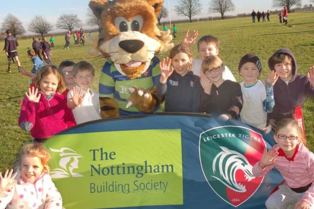 Asfordby Captain's Close school pupils meet up with Tigers mascot Welford PHOTO: Tim Williams