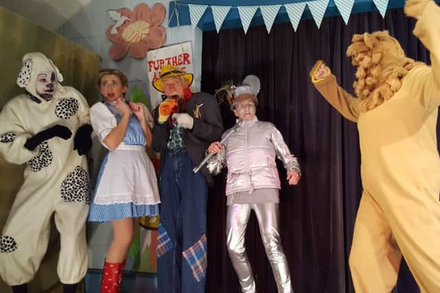 The cast of Harby Harlequins performing The Wizard of Hose pantomime PHOTO: Supplied