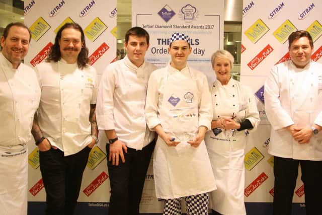 Aspiring Student Chef Award winner Joe Smith (centre) with competition judges PHOTO: Supplied
