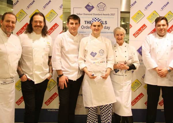 Aspiring Student Chef Award winner Joe Smith (centre) with competition judges PHOTO: Supplied