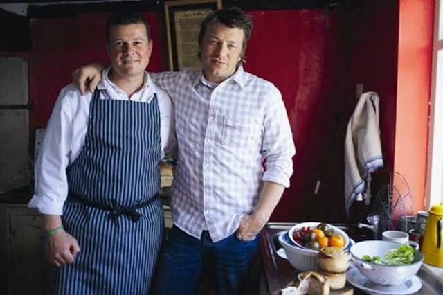Scott Bailey of F Bailey and Son Family Butchers in Upper Broughton with Jamie Oliver ENGEMN00120111018121626