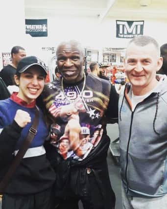 Iman and Mark Barlow with boxing great Floyd Mayweather EMN-170802-131622002