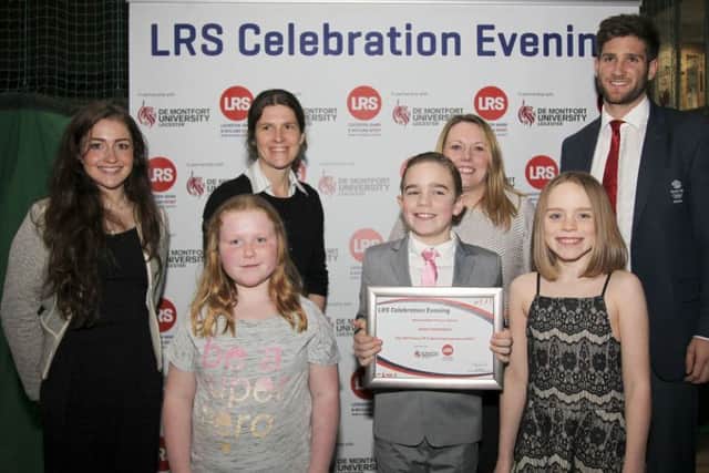 Swallowdale pupils with former LRS Go Gold ambasadors Grace Garner and Jonny Walton EMN-170215-121442002