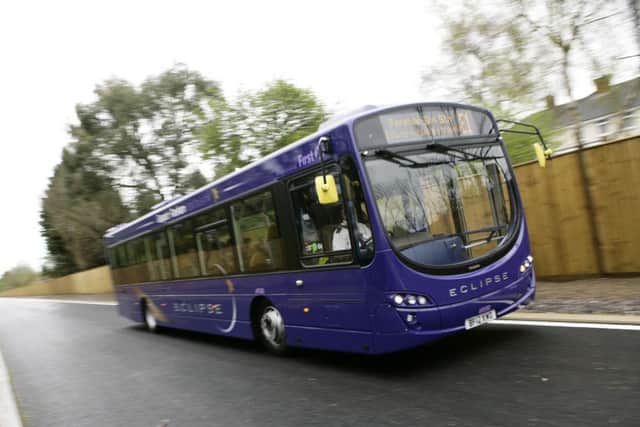 First bus eclipse bus STOCK IMAGES via kb
Caption: First Hampshire's Eclipse bus service PPP-160120-174844001