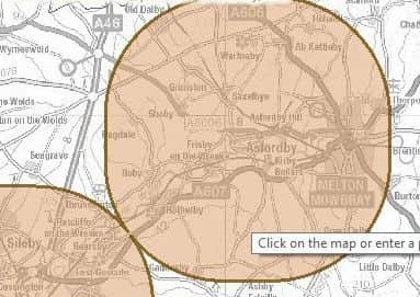 The high risk zone around Melton which was designated by Defra to control circulation of Bird Flu EMN-170215-101424001